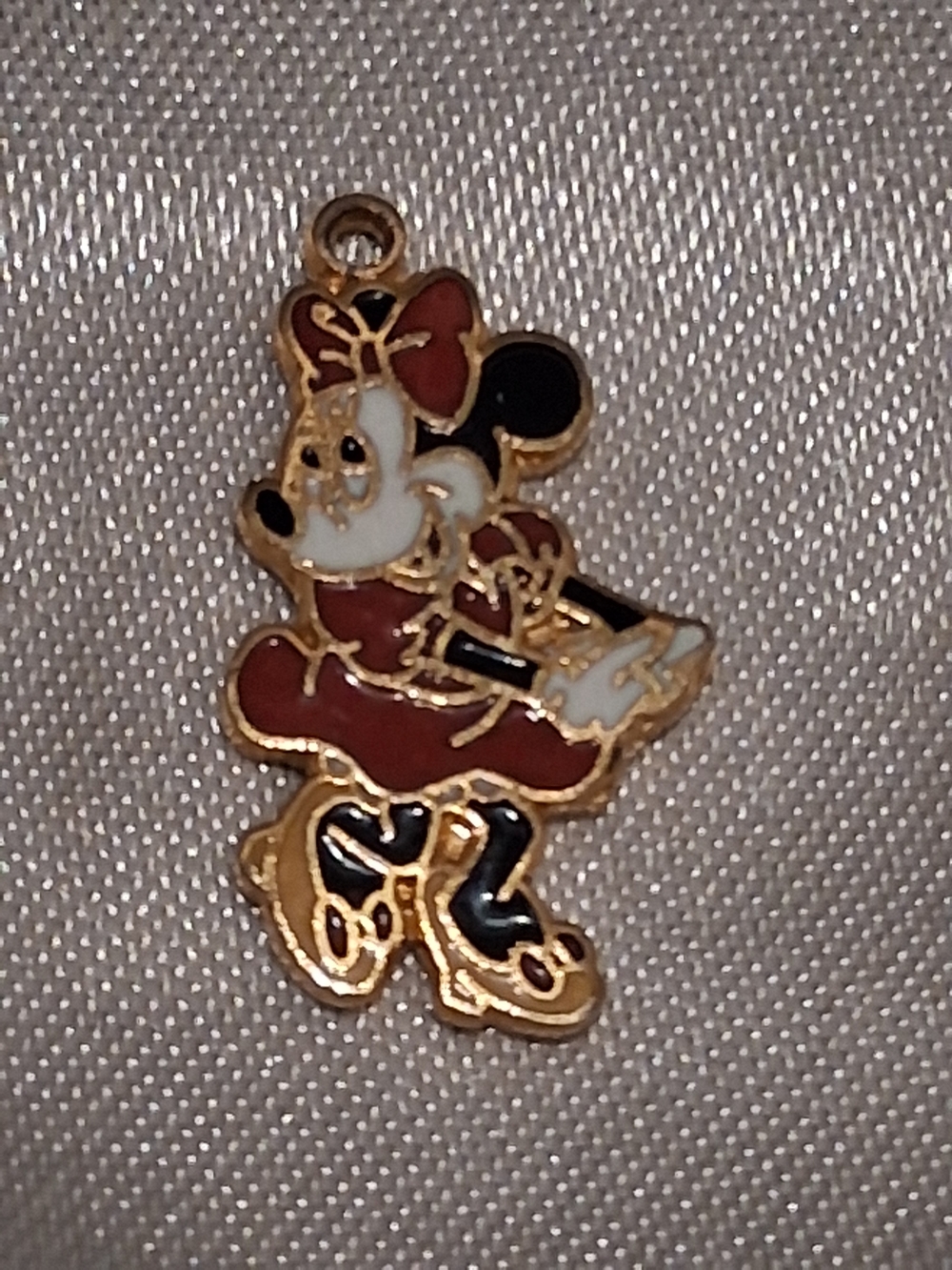Enamel Minnie Mouse Charm - Red, Black, White & Gold
